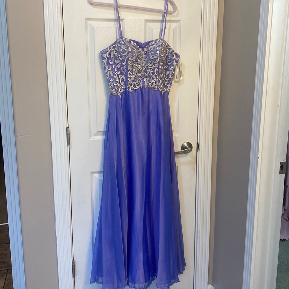 Lavender formal dress.